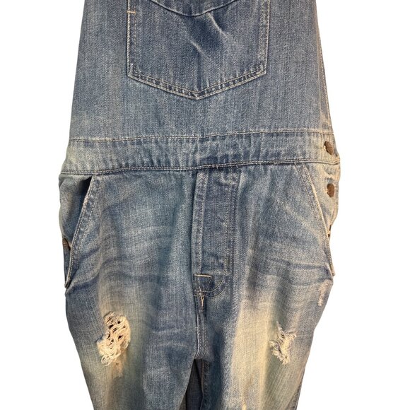 ZARA Z1975  Distressed Size Small Denim Overalls Adjustable Straps - Picture 5 of 13